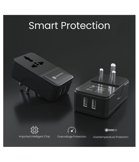 Portronics Adapto III:Dual USB Port with AC Socket ,Black (POR 1362) - Black