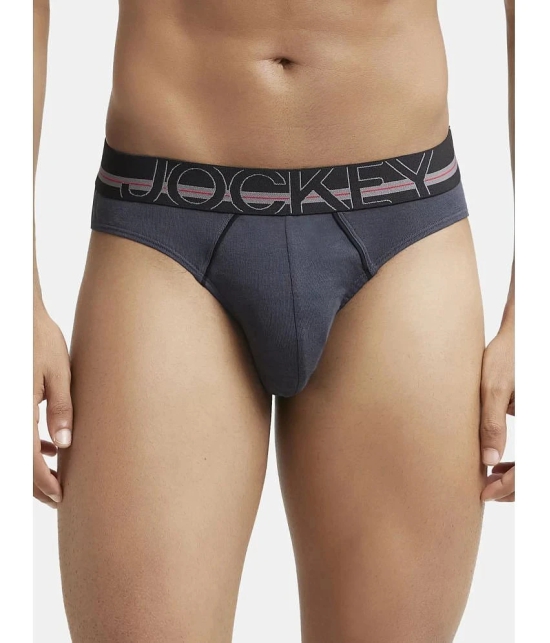 Jockey US17 Men Super Combed Cotton Rib Solid Brief - Graphite (Pack of 2) - None