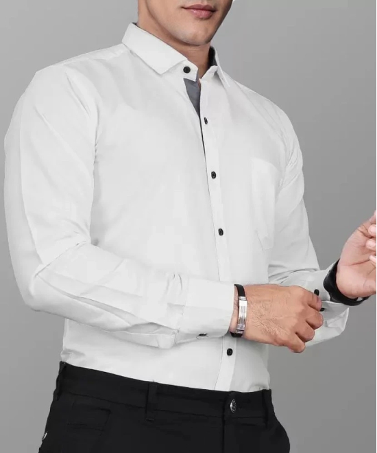 Supersquad Cotton Blend Regular Fit Full Sleeves Mens Formal Shirt - White ( Pack of 1 ) - None