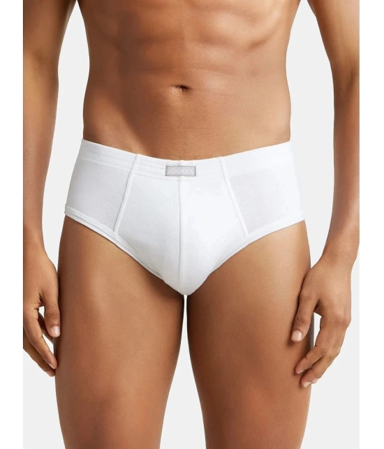 Jockey 1009 Men Super Combed Cotton Rib Solid Brief - White (Pack of 2) - None