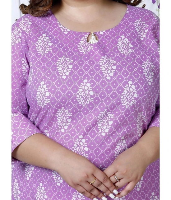 Swasti Cotton Printed Straight Womens Kurti - Purple ( Pack of 1 ) - None