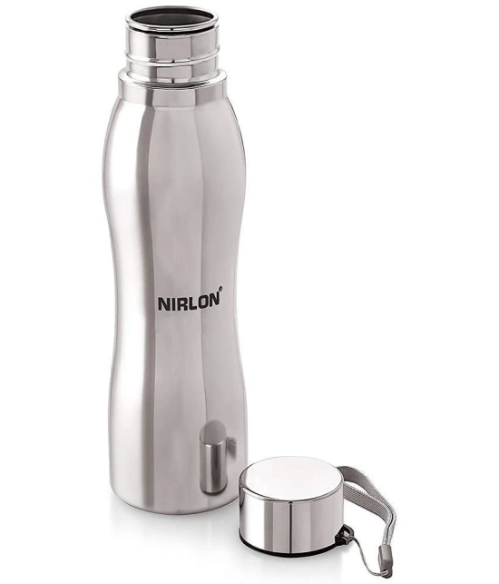 Nirlon Stainless Steel Single Wall Diamond Cut Water Bottle/ Fridge Refrigerator Bottle/ 100% Leak Proof/ Office Bottle/ School Bottle, 1000 ML, Set of 2 - Others