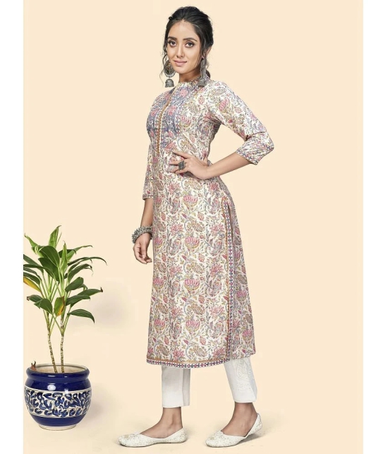 Vbuyz - Beige Cotton Womens Straight Kurti ( Pack of 1 ) - None