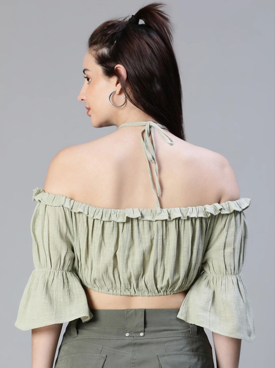 Oxolloxo Halter Neck Bardot Cotton Crop Top