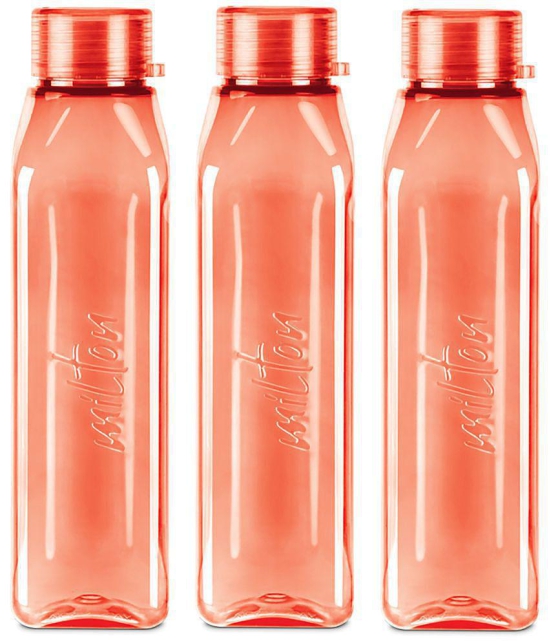 Milton Prime 1000 Pet Water Bottle, Set of 3, 1 Litre Each, Red - Red