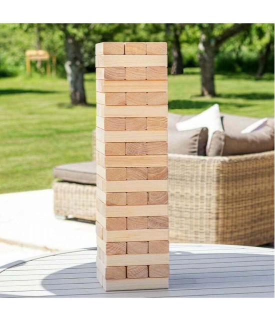 FRATELLI JENGA Tumbling Tower Customizable Numbered Wooden Blocks with 4 Dices, Stacking Game Kids/Adults Game - 48 Pieces