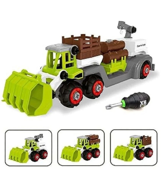 Sevriza® DIY Toy Vehicle Assembly 3 in 1 Farmer Tracker with Screwdriver for Child Vehicles Set Farm Boys Girls DIY Farm Truck Kids Toy - Multi Colour