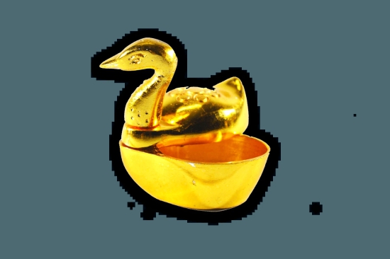 Duck Kumkum Box-With Out Base (H:2 x B:1.25 inches) / Gold