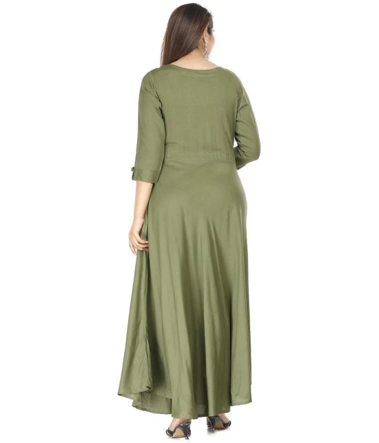 JC4U Rayon Green A- line Dress - Single - None