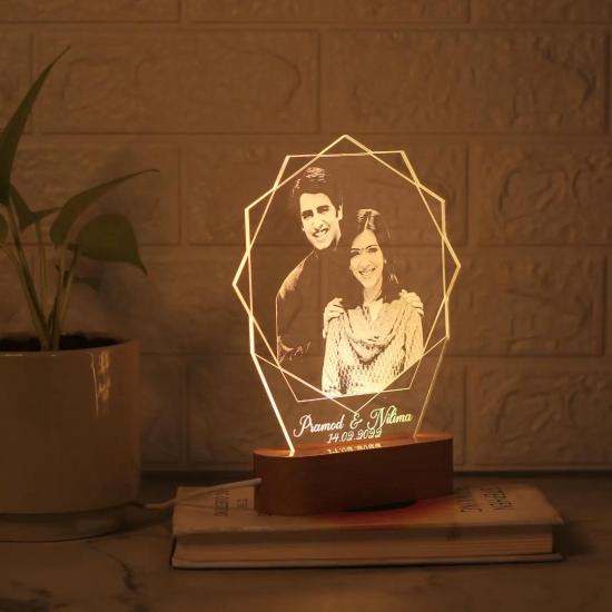 Personalized Hexagon Photo LED Lamp-Multicolor