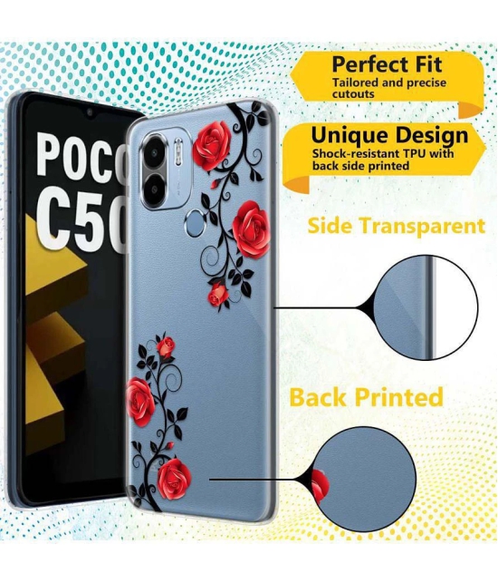 NBOX - Multicolor Silicon Printed Back Cover Compatible For POCO C50 ( Pack of 1 )