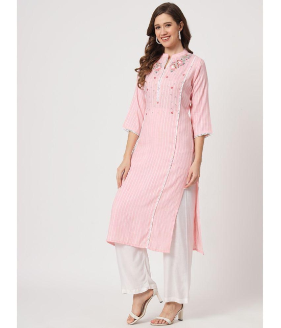 AMIRA'S INDIAN ETHNICWEAR - Pink Viscose Women's Straight Kurti ( Pack of 1 ) - None