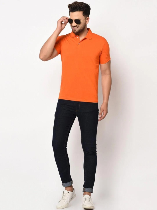 Cotton Blend Solid Half Sleeves Polo T-Shirt-L-40