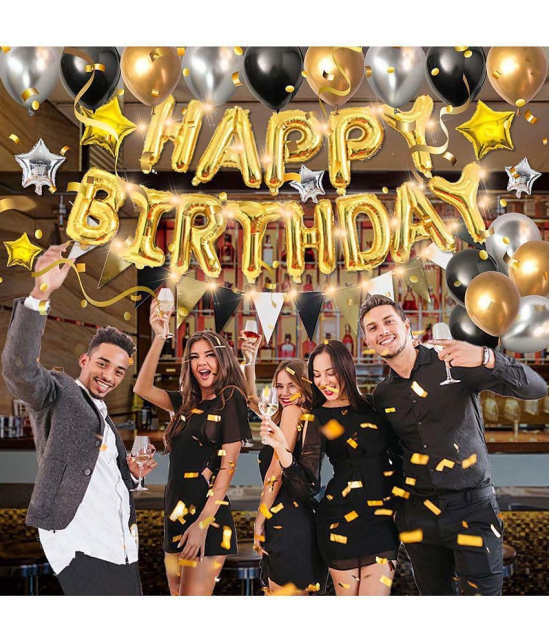 Party Propz Happy Birthday Balloons Decoration Kit 59 Pcs Set for Husband Kids Boys Balloons Decorations Items Combo with Helium Letters Foil Balloon Banner, Latex Metallic Balloons - Multi-