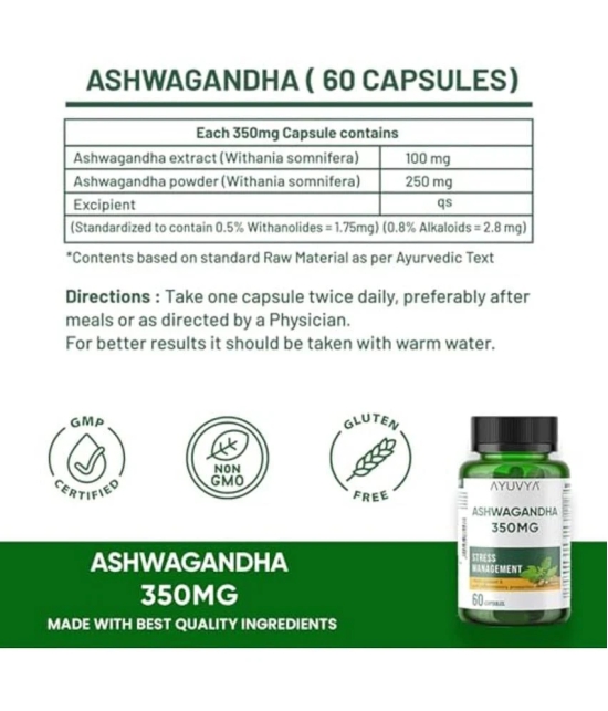 Ayuvya Ashwagandha Capsules | Experience Holistic Wellness with Organic Ashwangdha | Naturally Relieve Stress, Enhance Sleep, Boost Energy, and Support Immunity