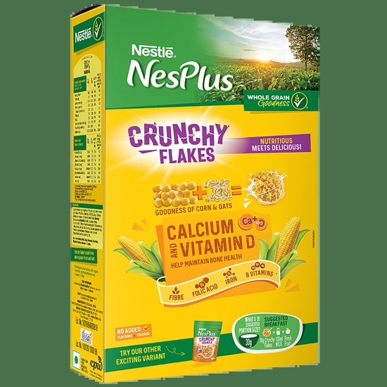 Nestle Nesplus Breakfast Cereal - Crunchy Flakes With Corn & Oats, 475 G Box