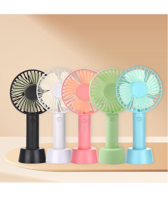 Mini Portable USB Hand Fan Built-in Rechargeable Battery Operated Summer Cooling Table Fan with Standing Holder Handy Base (Assorted) - Assorted