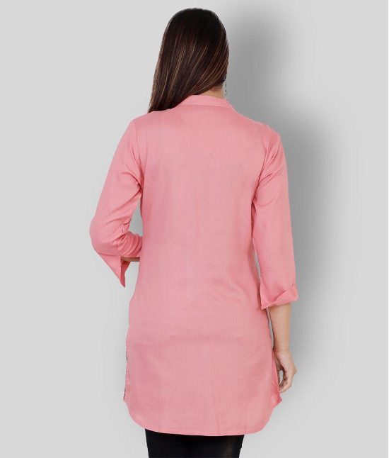 HIGHLIGHT FASHION EXPORT - Pink Rayon Women''s Straight Kurti ( Pack of 1 ) - M