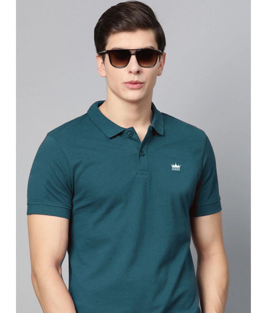 ADORATE - Teal Blue Cotton Blend Regular Fit Mens Polo T Shirt ( Pack of 1 ) - None