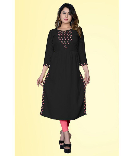 haya fashion - Black Rayon Women's A-line Kurti ( Pack of 1 ) - None