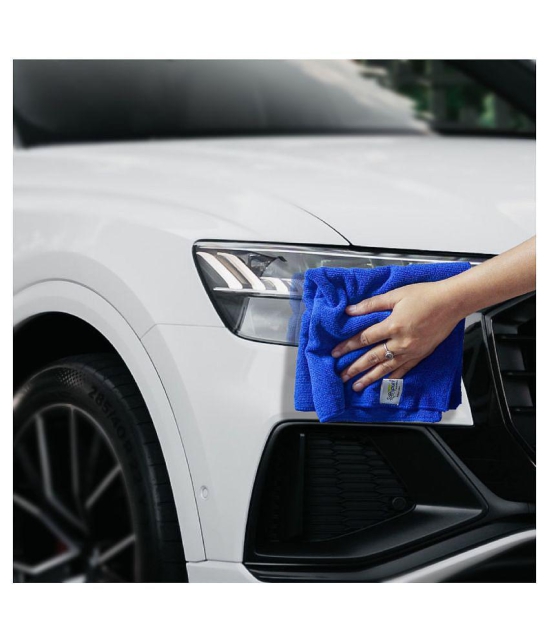 SOFTSPUN Microfiber Cloth - 3 pcs - 40x60 cms - 340 GSM Blue - Thick Lint & Streak-Free Multipurpose Cloths - Automotive Microfibre Towels for Car Bike Cleaning Polishing Washing & Detailing