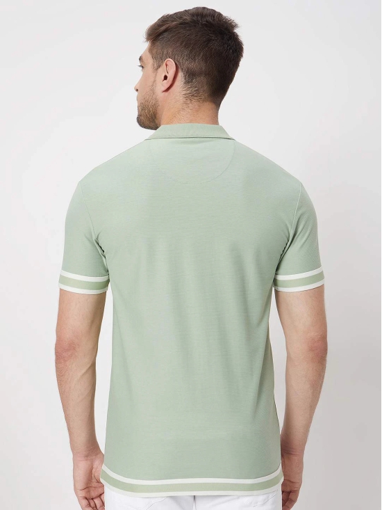 Green Textured Plain Slim Fit Jersey T-Shirt