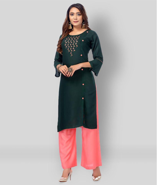 Kapadia - Green Straight Rayon Womens Stitched Salwar Suit ( Pack of 1 ) - XL