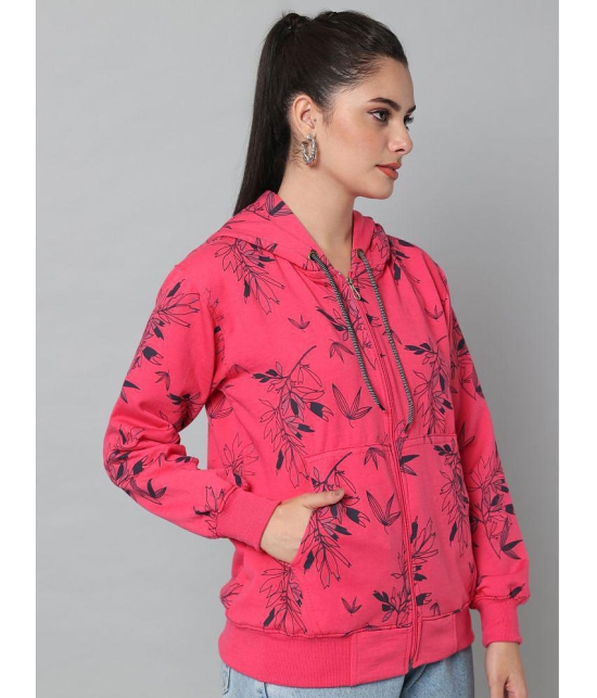 eWools.in Cotton Blend Women''s Hooded Sweatshirt ( Pink ) - None