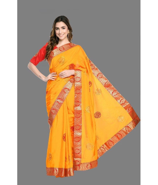 OFLINE SELCTION - Orange Silk Saree With Blouse Piece ( Pack of 1 ) - Orange