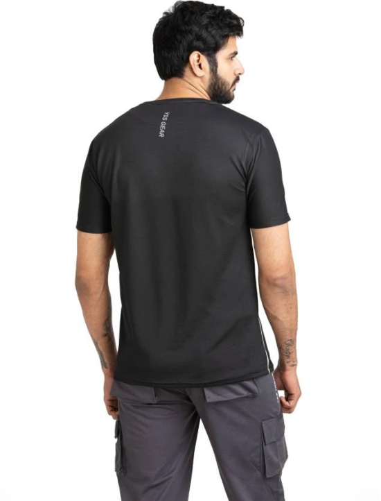 Solid Men Round Neck with Cool Rush Technology Men Solid Round Neck Polyester Black T-Shirt