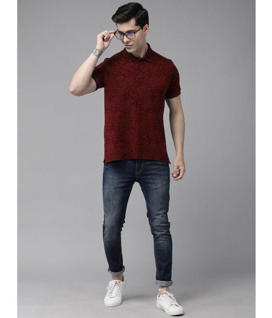 ADORATE Cotton Blend Regular Fit Printed Half Sleeves Mens Polo T Shirt - Wine ( Pack of 1 ) - None