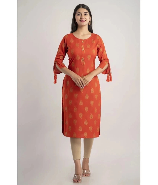 MAUKA - Orange Rayon Womens Straight Kurti ( Pack of 1 ) - None