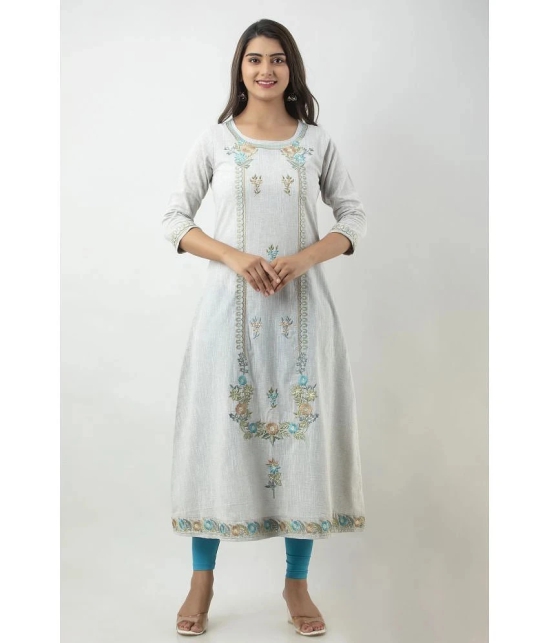 MAUKA - Silver Cotton Womens A-line Kurti ( Pack of 1 ) - None