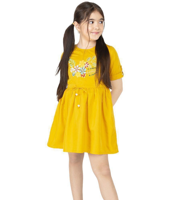 Naughty Ninos Yellow Polyester Girls A-line Dress ( Pack of 1 ) - None