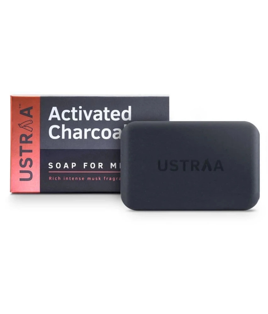 Ustraa Deo Soap with Activated Charcoal For Men- 100 g (Pack of 8) - Activated Charcoal Soap with Deo Fragrance - Cleans toxins and bacteria - No Sulphate