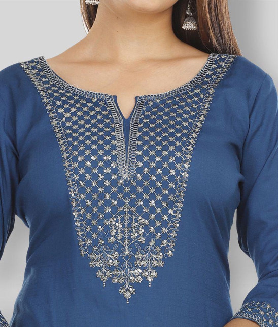 JC4U - Blue Straight Rayon Women's Stitched Salwar Suit ( Pack of 1 ) - XXL
