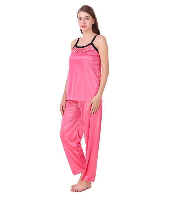 Fasense Satin Nightsuit Sets - Pink - L