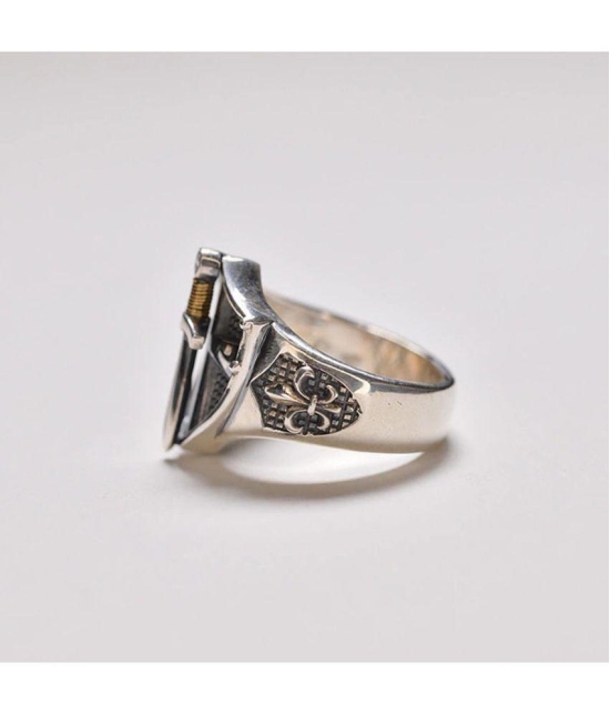 Fashion Frill Silver Ring For Boys Stylish King Shield Adjustable Rings For Men Boys Girls - None