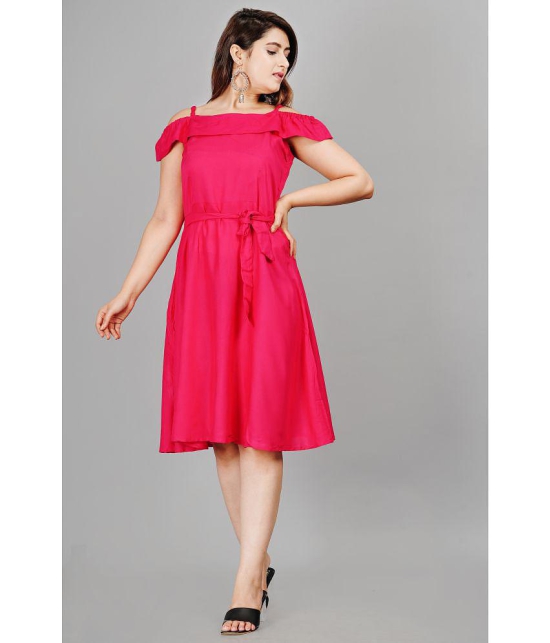 Smien - Pink Rayon Women's Skater Dress ( Pack of 1 ) - None