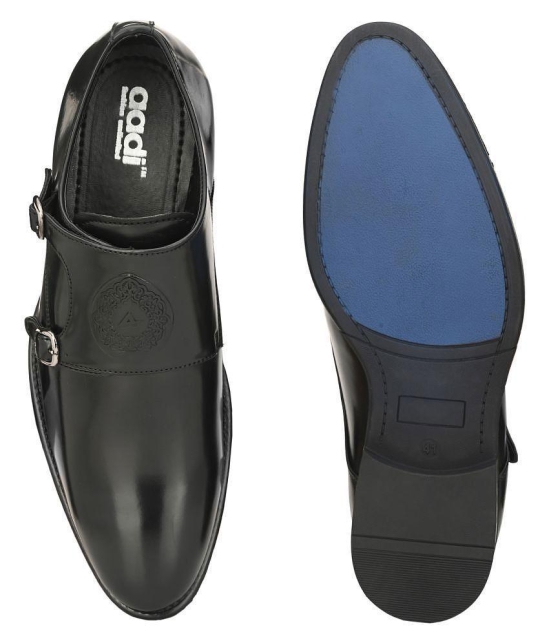 Aadi Monk Strap Artificial Leather Black Formal Shoes - None