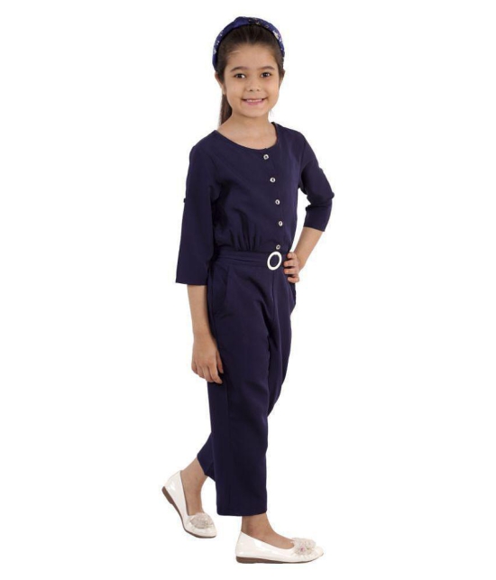 Kids Cave - Navy Blue Crepe Girls Jumpsuit ( Pack of 1 ) - None