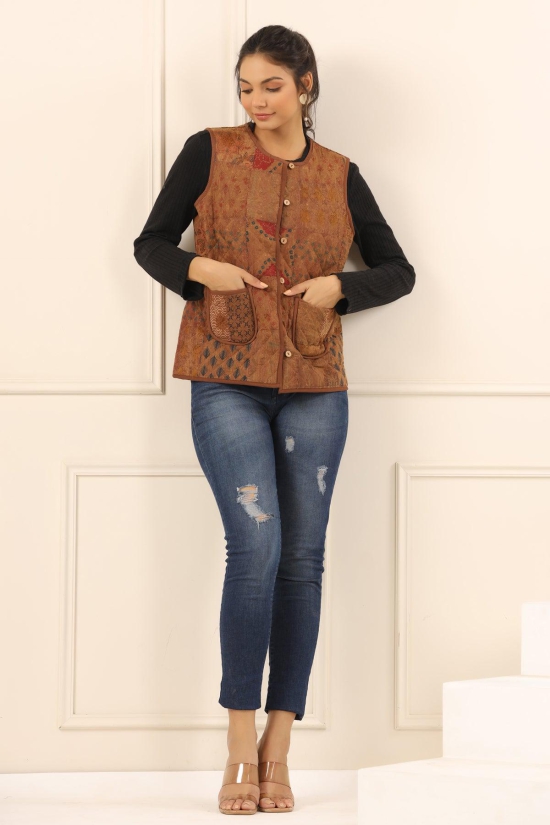 Printed women quilted  jacket-3XL