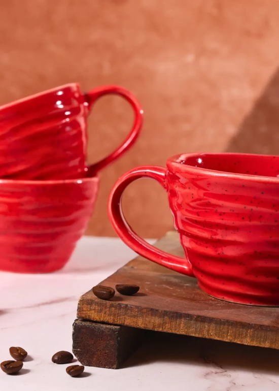 Red Twirl Coffee Mug-Set of two