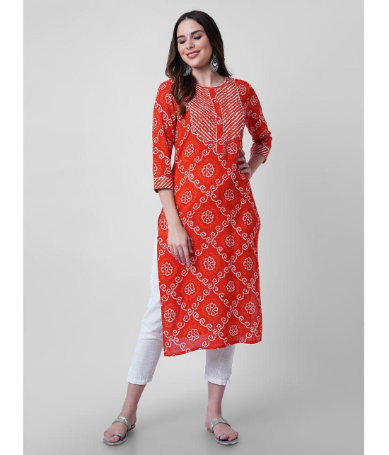 GOD BLESS - Orange Rayon Women's Straight Kurti ( Pack of 1 ) - None