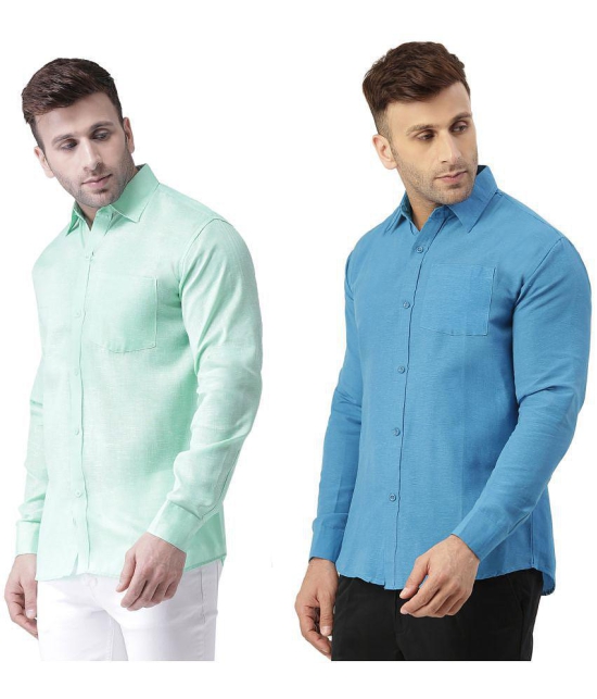 KLOSET By RIAG 100% Cotton Regular Fit Solids Full Sleeves Men's Casual Shirt - Blue ( Pack of 2 ) - None