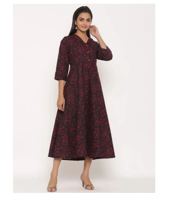 miravan Maroon Cotton Anarkali Kurti - L