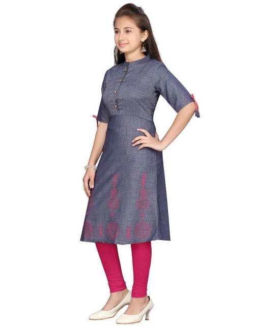 Aarika Blue Cotton Girls Kurti ( Pack of 1 ) - None