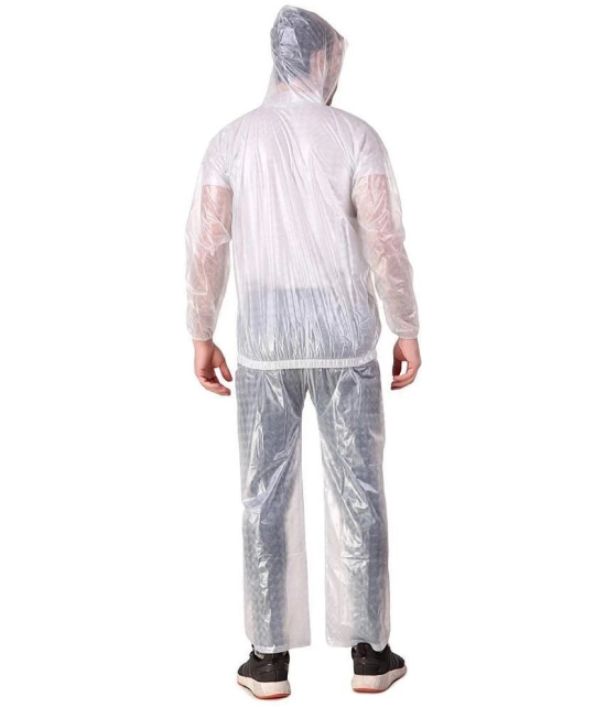 PENYAN PVC  Transparent White Check Rain Suit For Man With Cap - Freesize