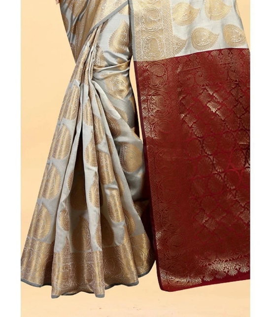 Gazal Fashions - Cream Banarasi Silk Saree With Blouse Piece ( Pack of 1 ) - Cream