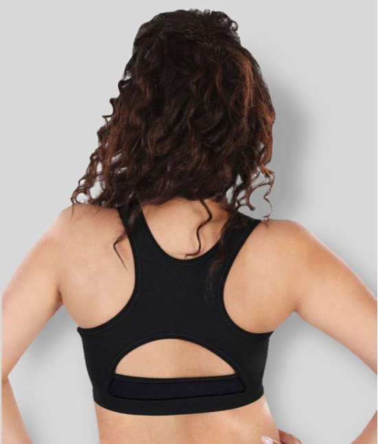 Dermawear Black Poly Cotton Solid Sports Bra - M